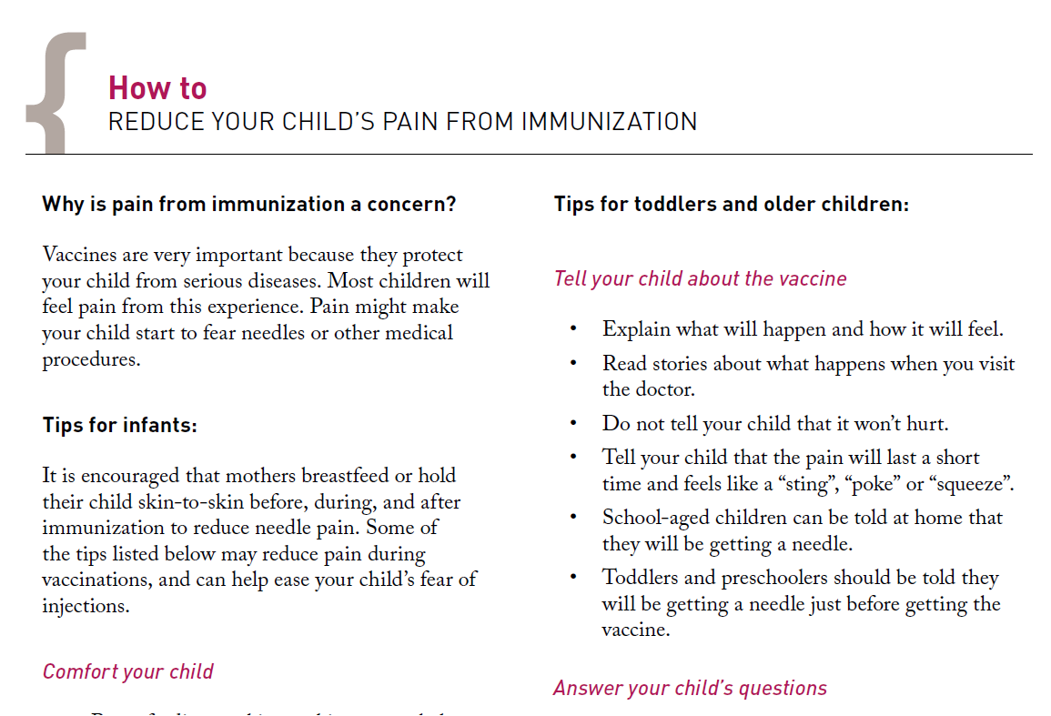 reduce your childs immunization pain breastfeeding